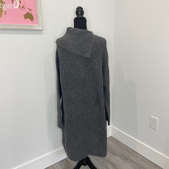 Treasure & Bond Gray Folded Neck Long Sleeve Sweater Dress - Picture 7 of 10